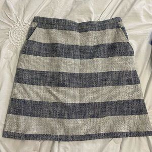 A New Day Women's Striped A-Line Blue/Cream Mini Skirt Side Pocket Size S